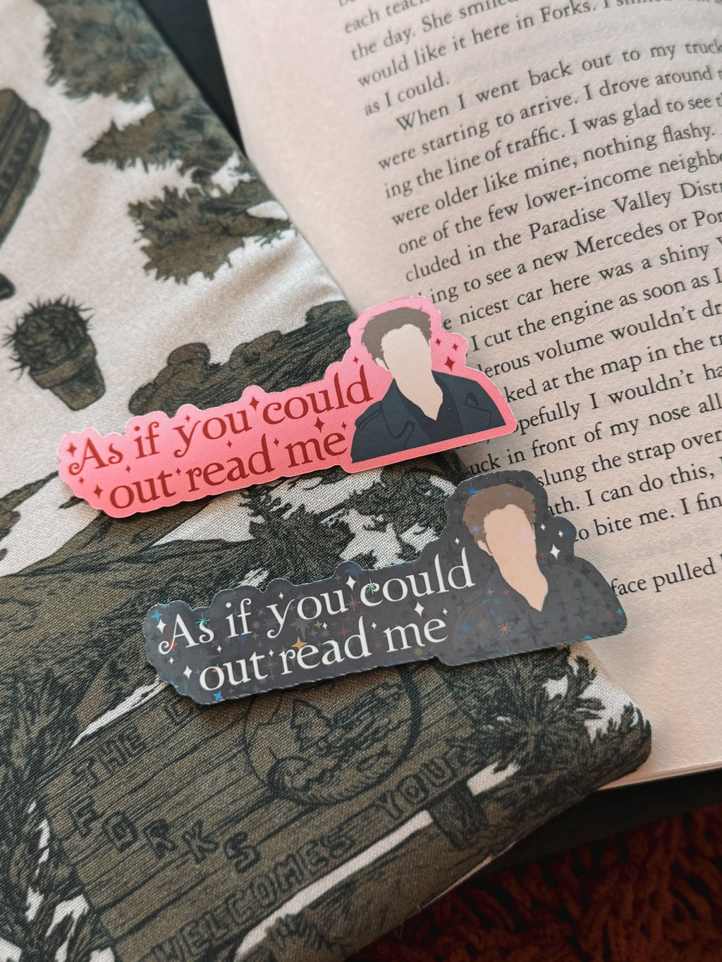 Twilight As If You Could Out Read Me Sticker: Black/White / Holographic Stars