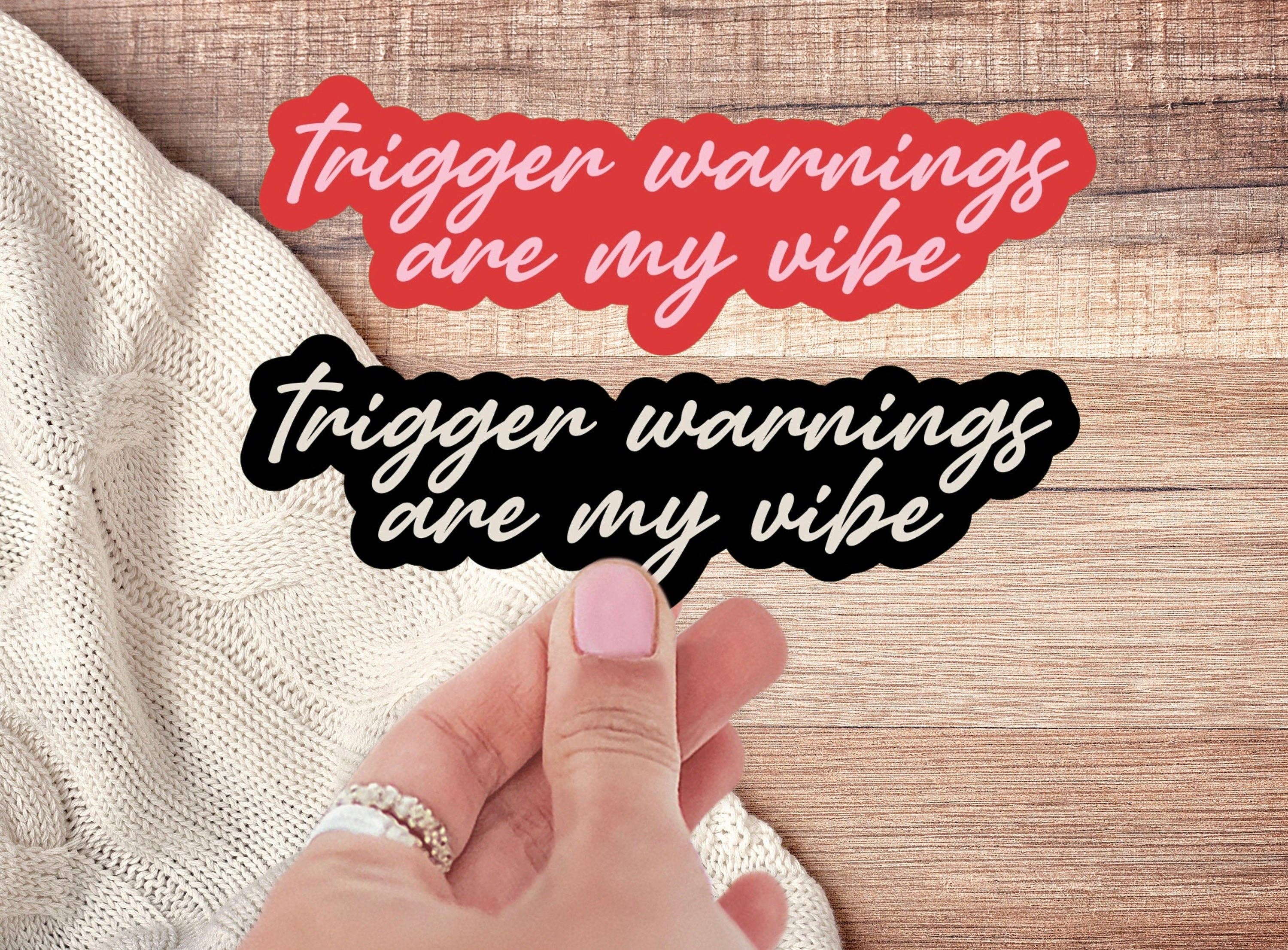 Trigger Warnings Book Sticker: Black/Cream / Matte WITH laminate