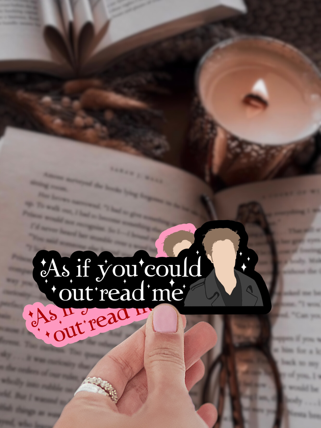 Twilight As If You Could Out Read Me Sticker: Black/White / Holographic Stars