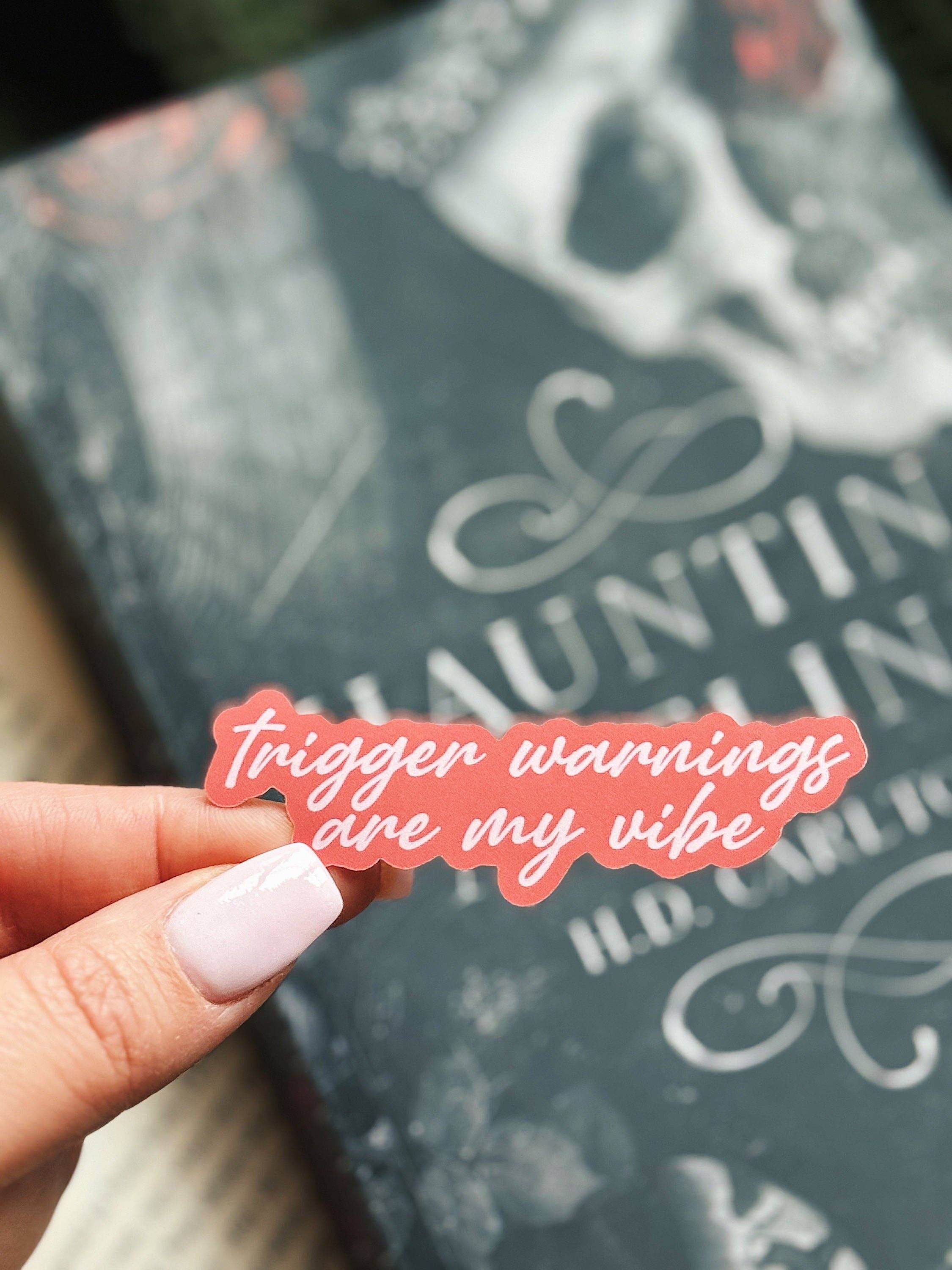 Trigger Warnings Book Sticker: Black/Cream / Matte WITH laminate